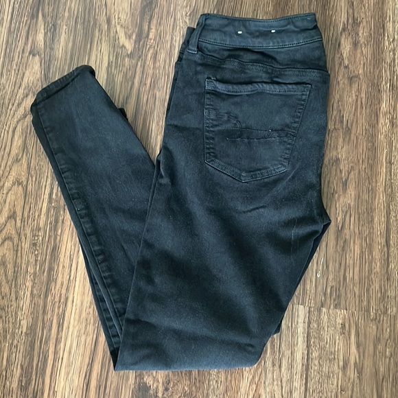 American Eagle Black Distressed Skinny Jeans - Picture 1 of 7